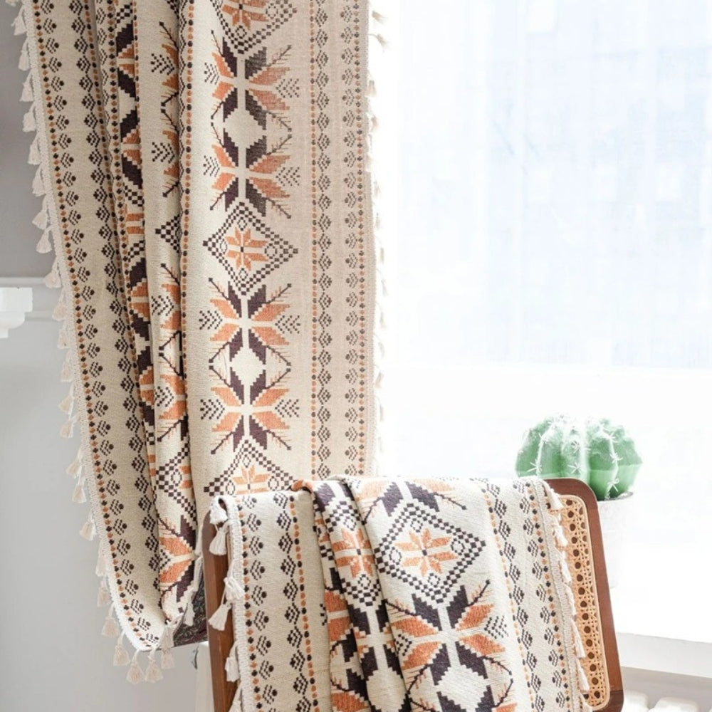 Bohemian Geometric Semi-Blackout Curtain